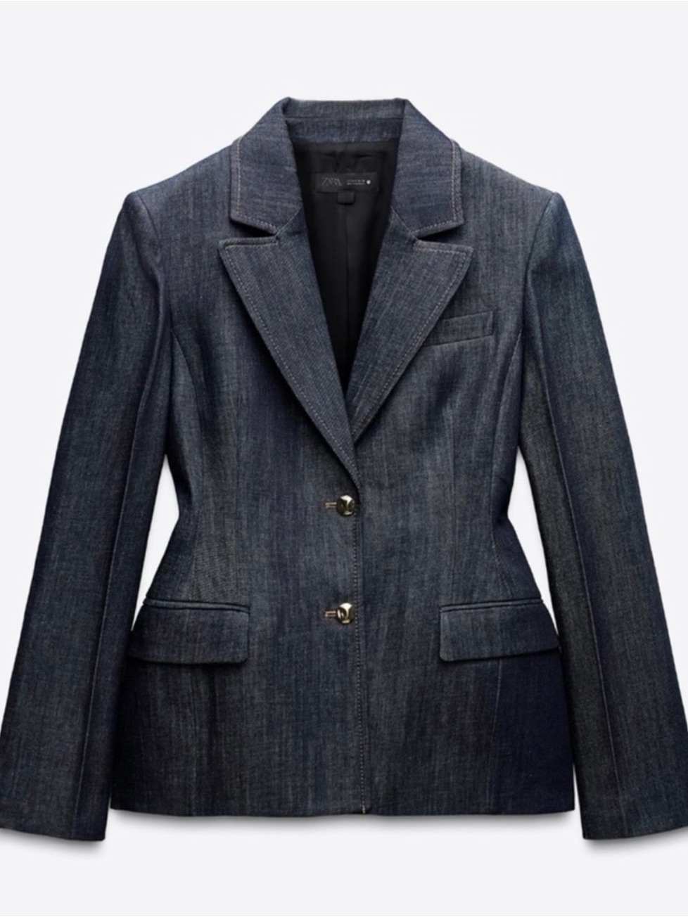 Zara Dark Blue Denim Tailored Blazer